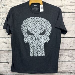 Marvel The Punisher T-Shirt 🆕 Charcoal Diamond Plate Skull Men's [Size 3XL] New